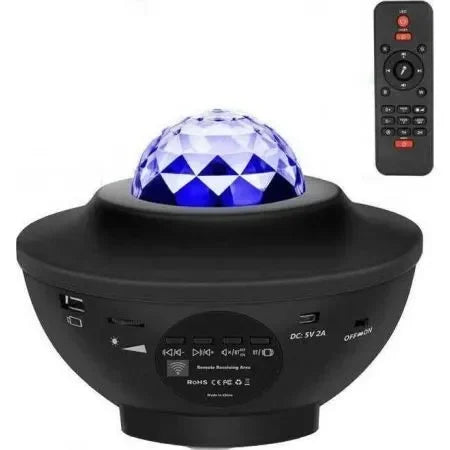 Led Rotating Children's Light Projector Starry Ocean Wave with Star Projection with Color Changes Black 16x16x12cm. PS-107203